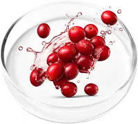 Fresh cranberries in a glass dish